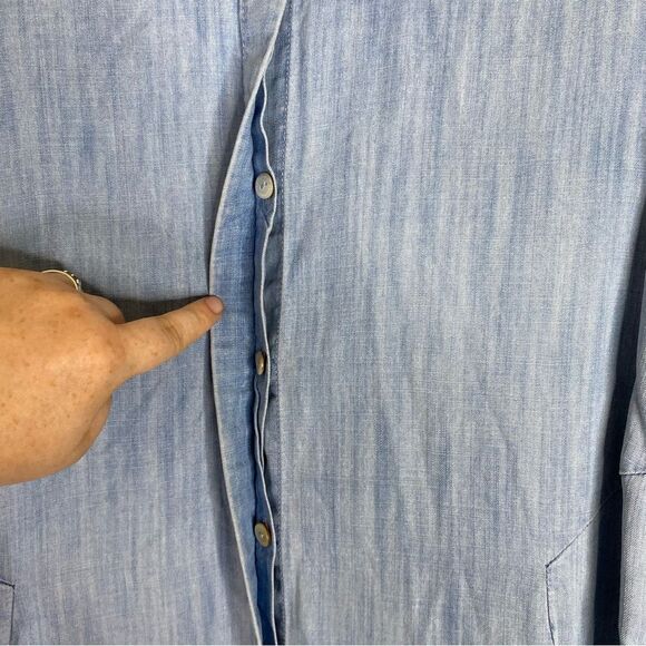 Foxcroft Dress Women’s Blue Chambray Button Down Shirt Pockets 100% Tencel 8 - Picture 5 of 11